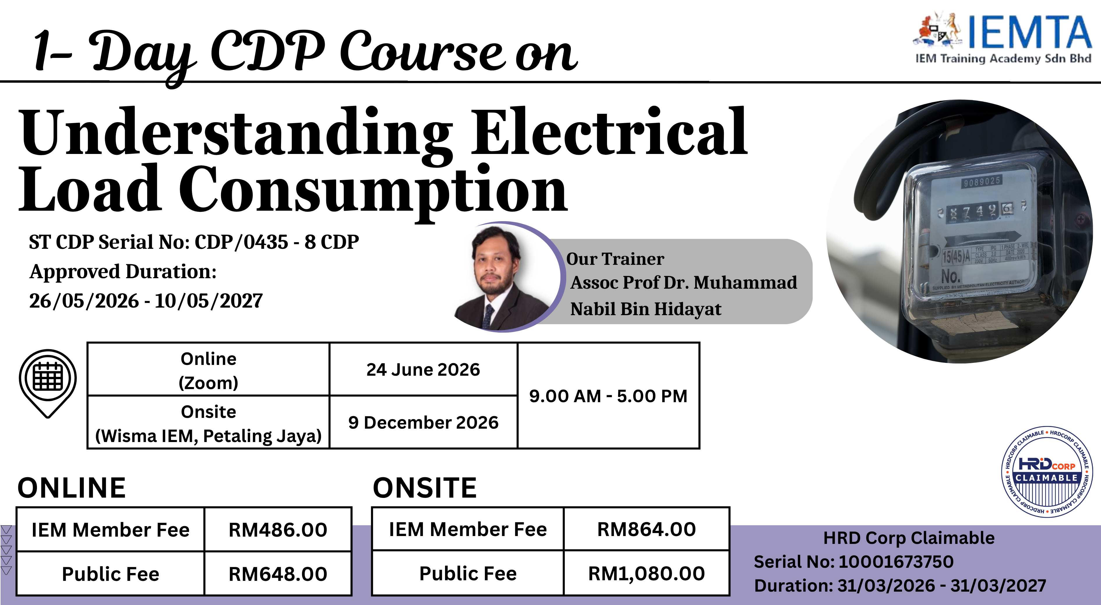1-Day CDP Course on Understanding Electrical Load Consumption
